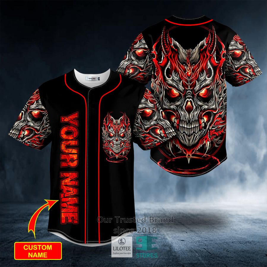 Kabuki Demonic Skull Custom Baseball Jersey 9