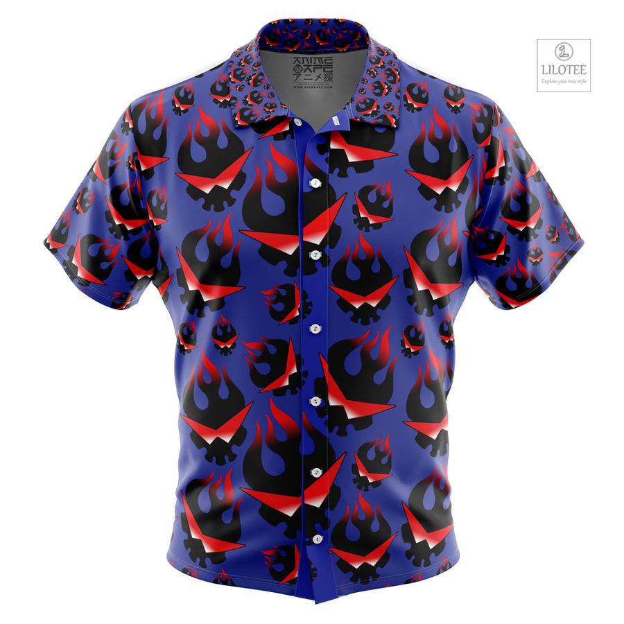 Kamina’s Great Flaming Skull Short Sleeve Hawaiian Shirt 11