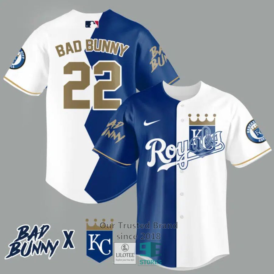 Kansas City Royals Bad Bunny 22 Baseball Jersey 3