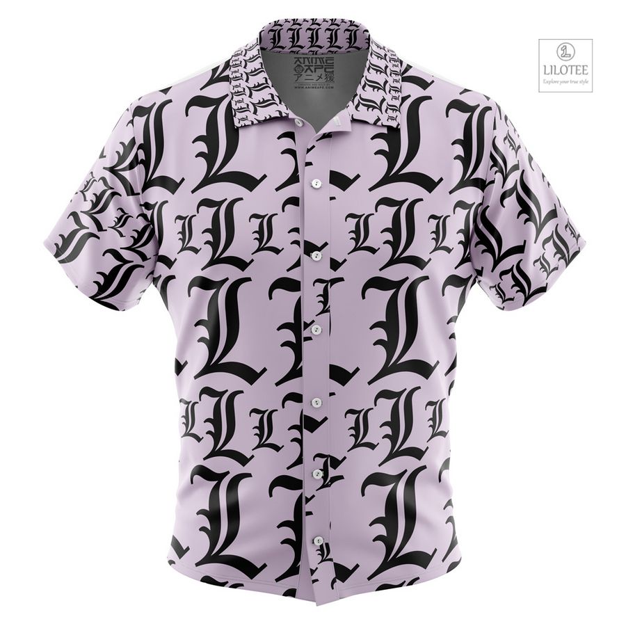 L Symbol Death Note Short Sleeve Hawaiian Shirt 10