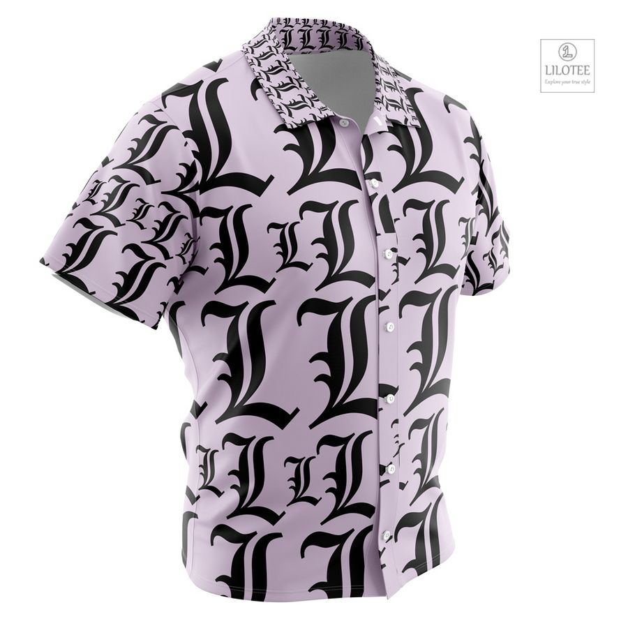 L Symbol Death Note Short Sleeve Hawaiian Shirt 3