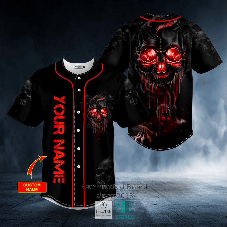 Lava Blood Melting Skull Custom Baseball Jersey 8