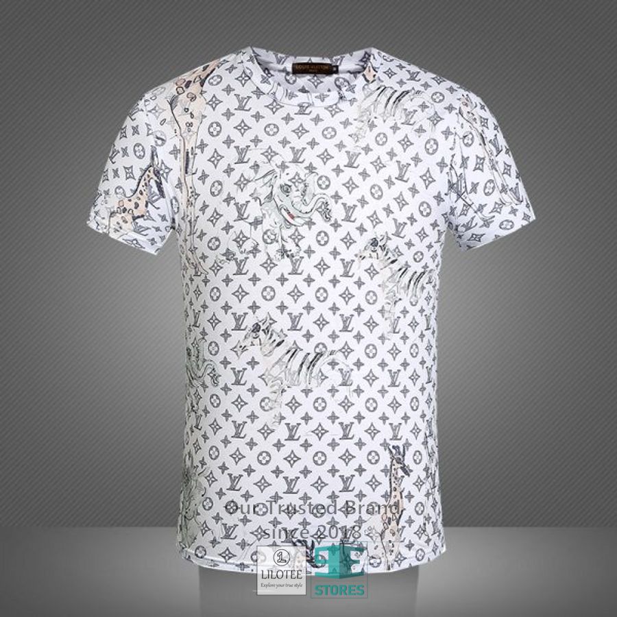 Louis Vuitton Animals Pattern White 3D T-Shirt 2