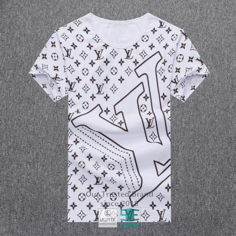 Louis Vuitton Black logo White 3D T-Shirt 3