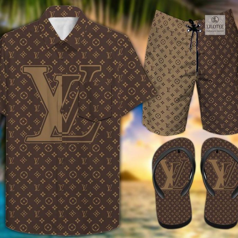 Louis Vuitton Brown Luxury Hawaiian shirt, short 11