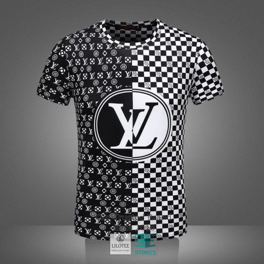 Louis Vuitton Caro Pattern black white 3D T-Shirt 5