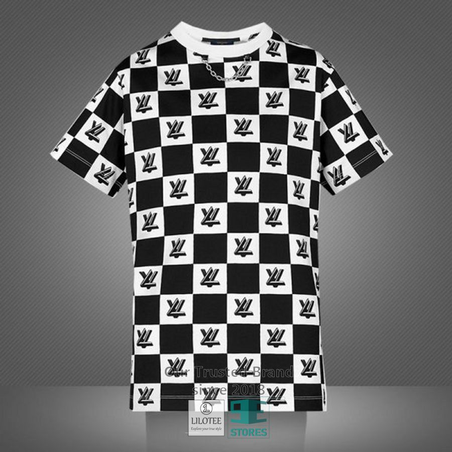 Louis Vuitton LV Caro pattern black white 3D T-Shirt 2