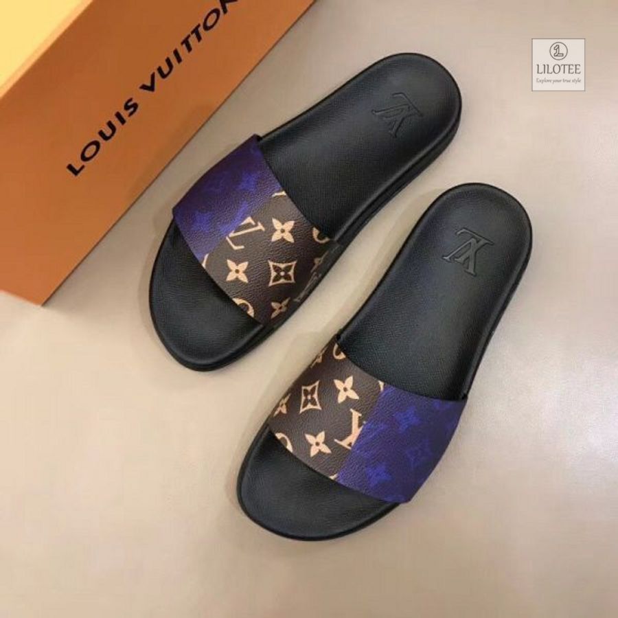 Louis Vuitton LV Navy Brown Slide Sandals 2