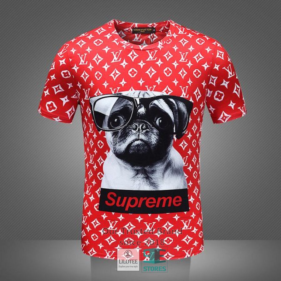 Louis Vuitton LV Red Supreme Dog 3D T-Shirt 2