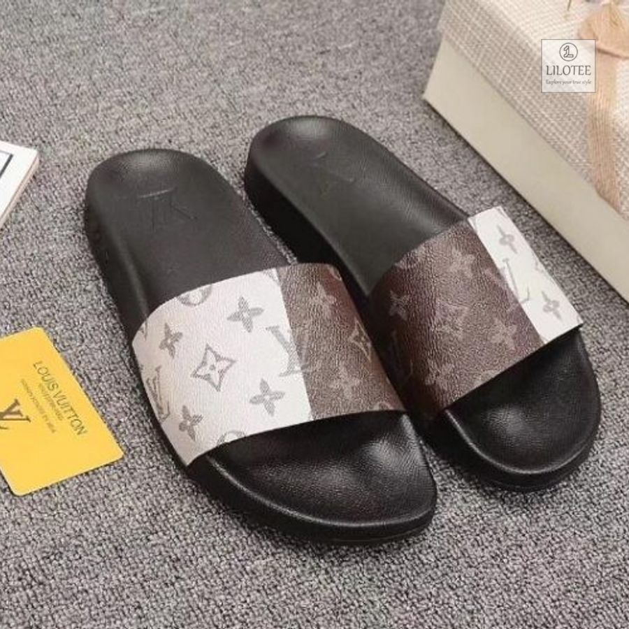Louis Vuitton LV White Brown Slide Sandals 3