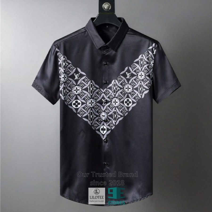 Louis Vuitton Pattern Black White Hawaiian Shirt 3