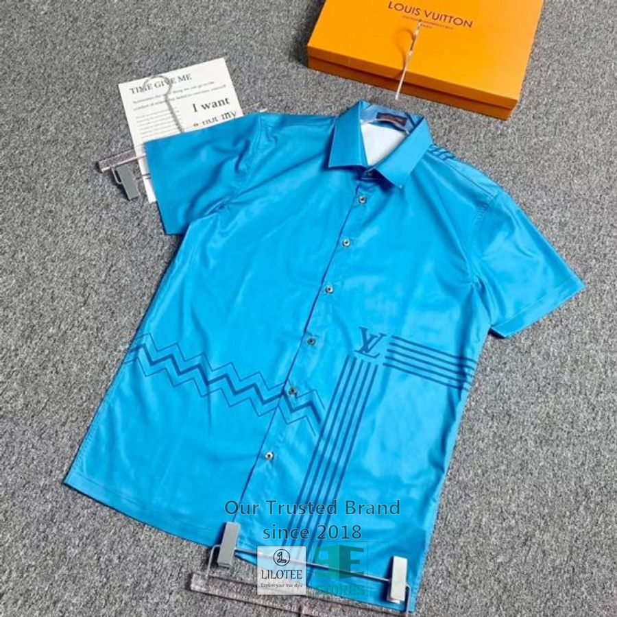 Louis Vuitton Pattern Stripes Blue Hawaiian Shirt 5