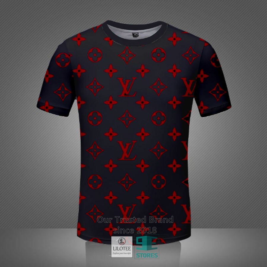 Louis Vuitton Red Pattern dark 3D T-Shirt 3