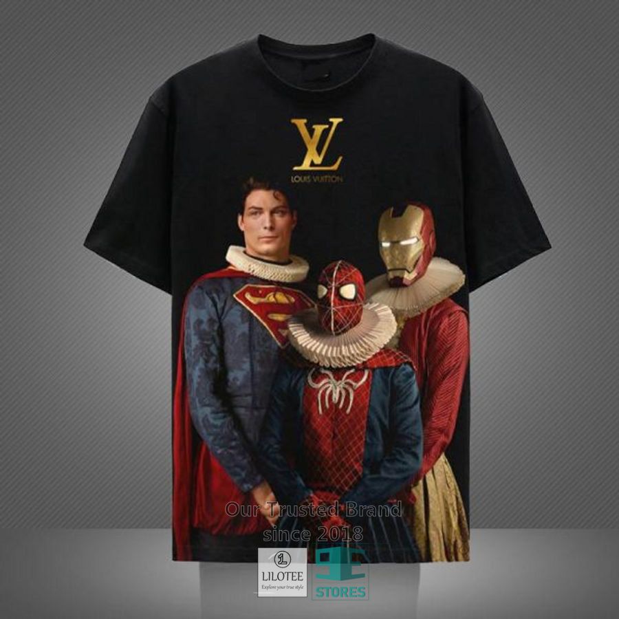 Louis Vuitton Superman Iron Man Spiderman 3D T-Shirt 3