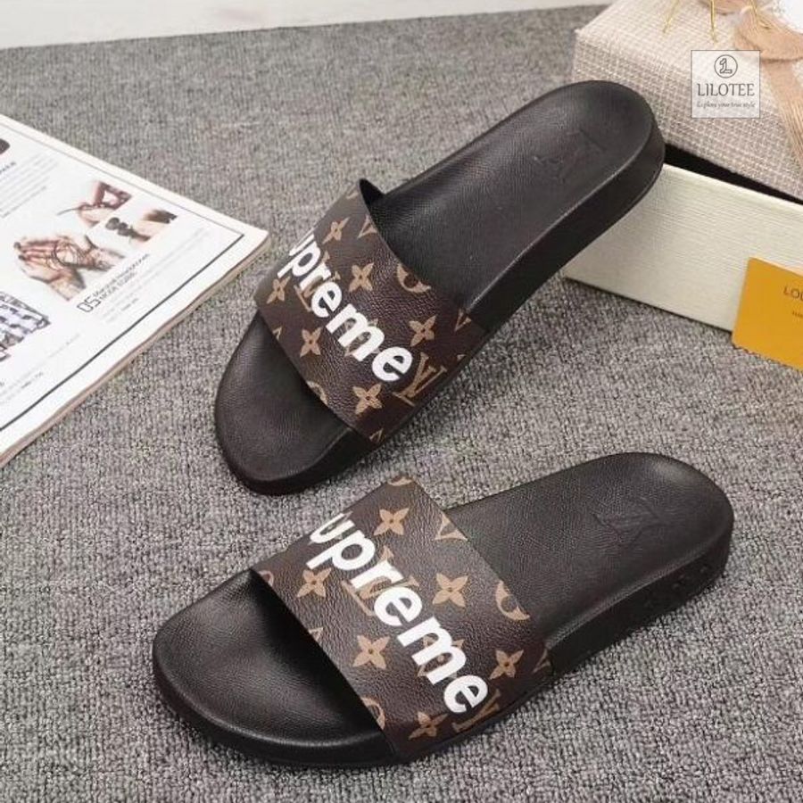 Louis Vuitton Supreme Brown Slide Sandals 3