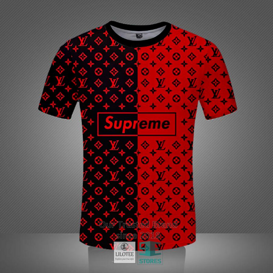 Louis Vuitton Supreme Red 3D T-Shirt 4