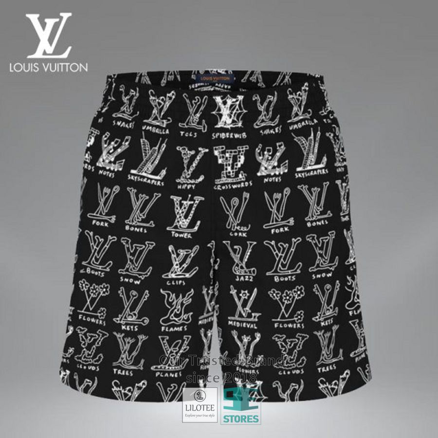 Louis Vuitton White LV Black Short 3