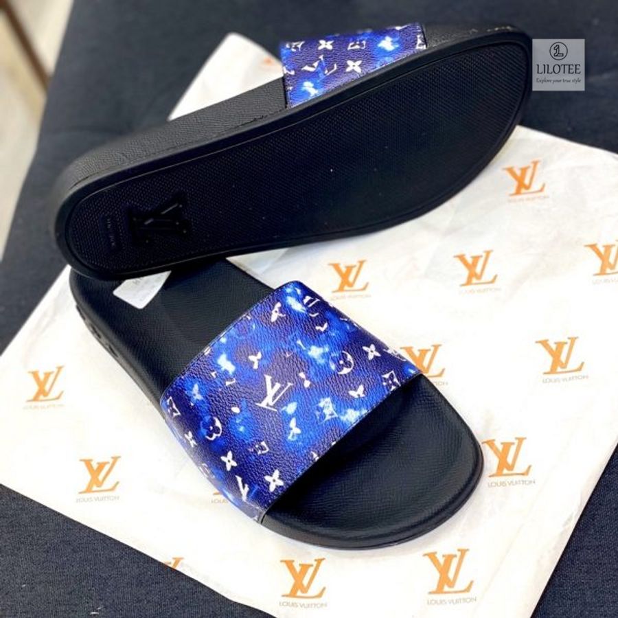 Louis Vuitton White LV navy blue Slide Sandals 3