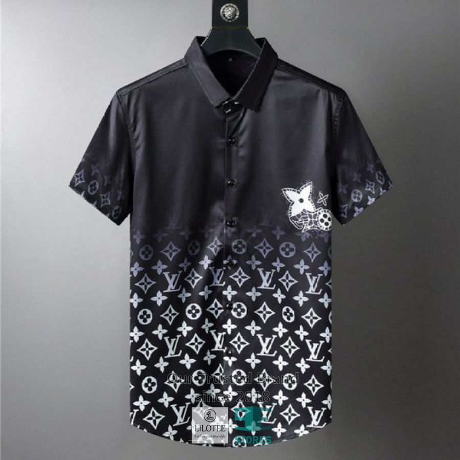 Louis Vuitton White Pattern Black Hawaiian Shirt 3