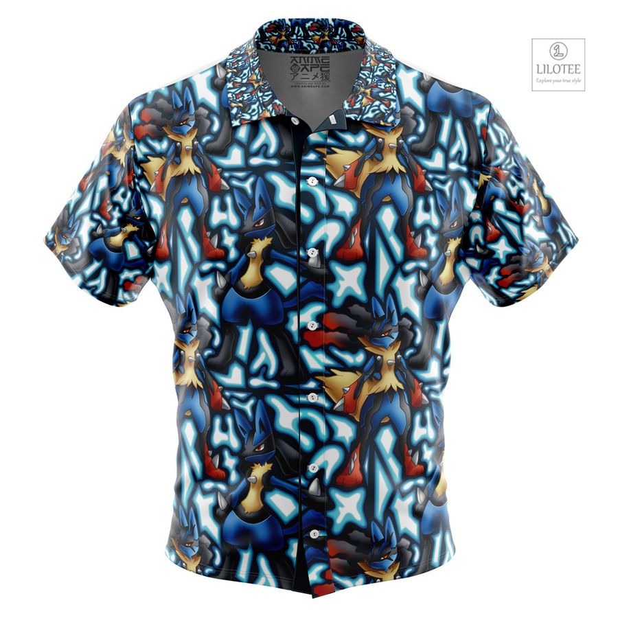 Lucario x Mega Lucario Pokemon Short Sleeve Hawaiian Shirt 8