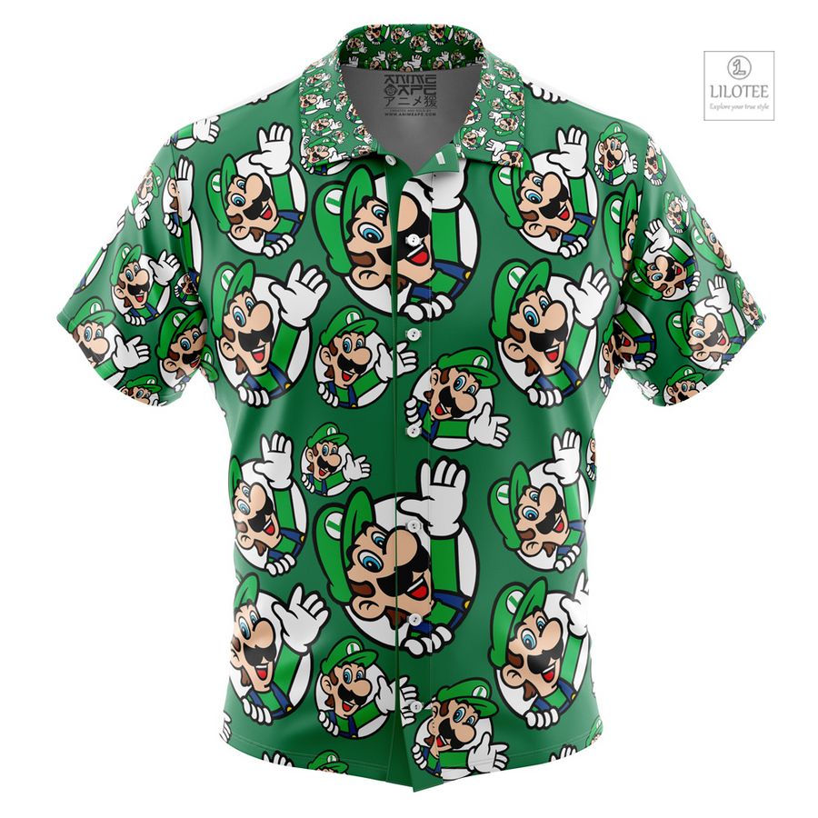 Luigi Super Mario Short Sleeve Hawaiian Shirt 6