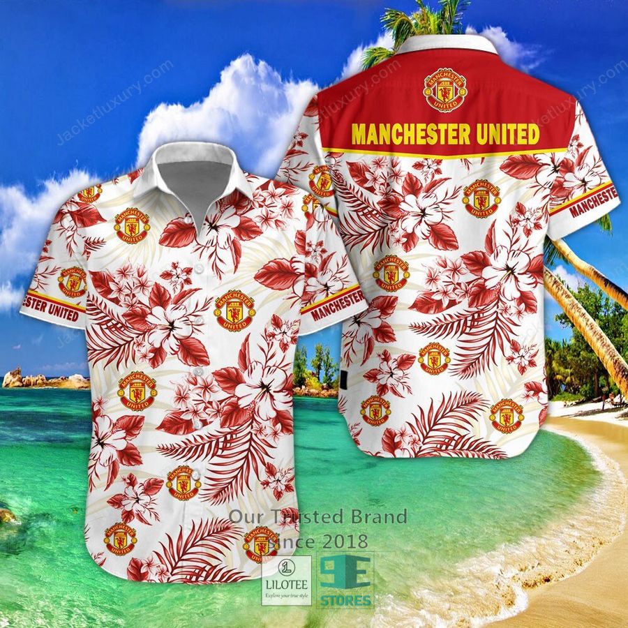Manchester United Hibiscus Hawaiian Shirt, Short 4