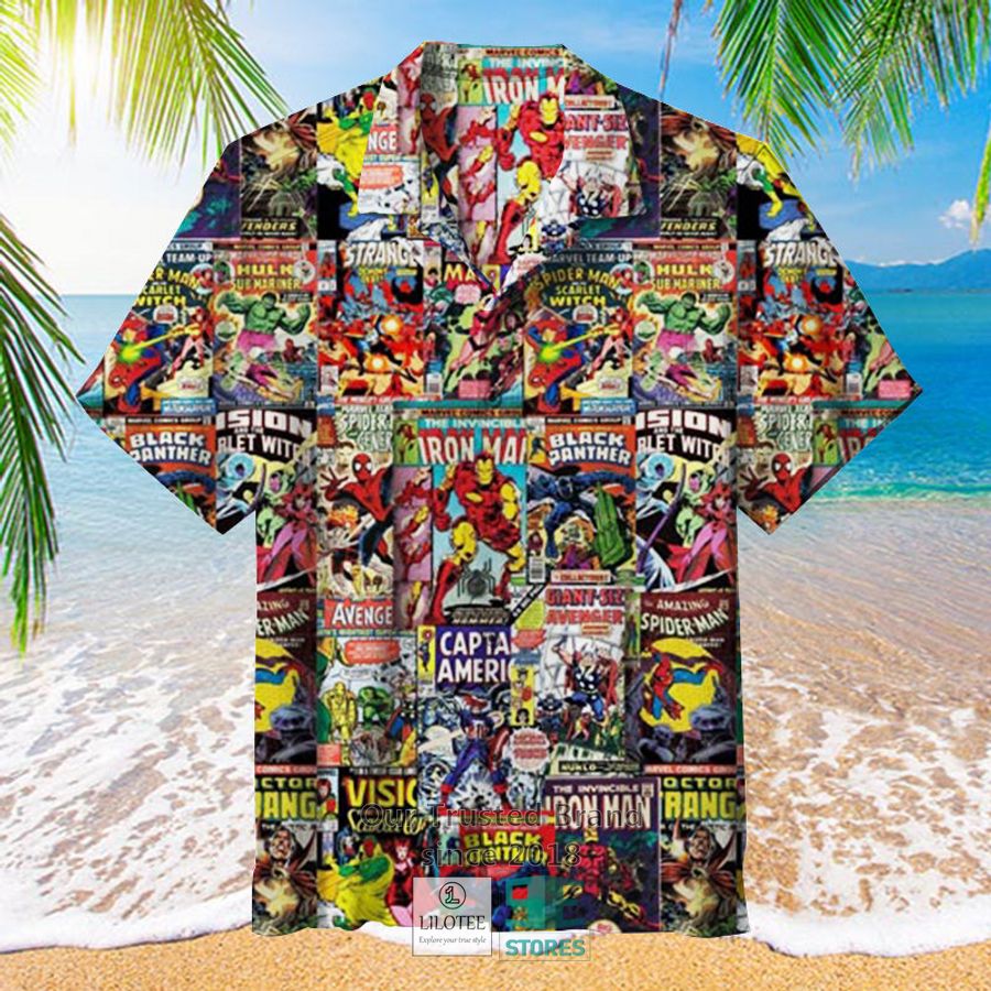 Marvel Comics Heroes Covers Colorful Hawaiian Shirt 2