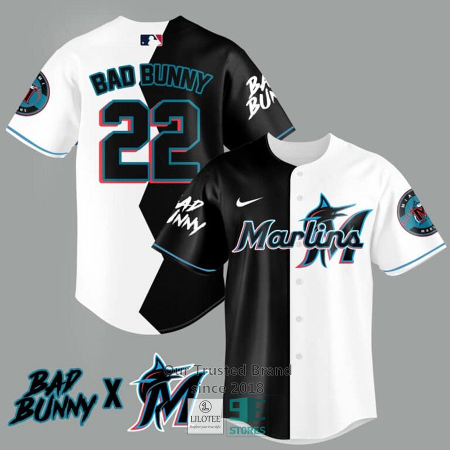 Miami Marlins Bad Bunny 22 Baseball Jersey 2