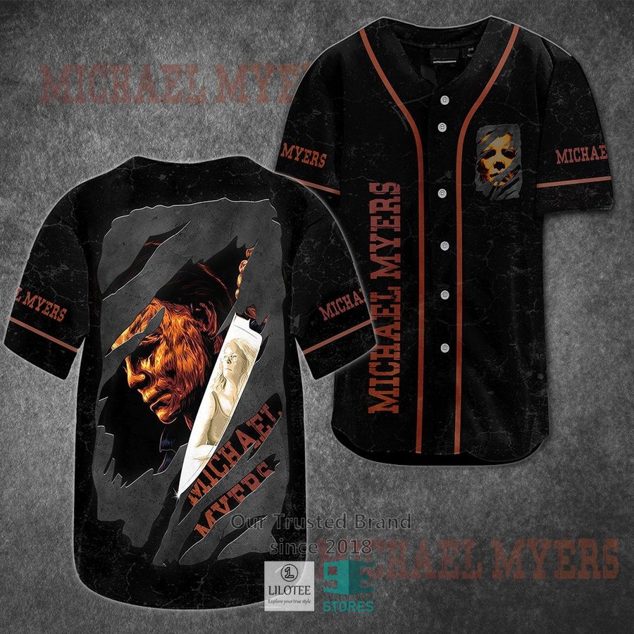 Michael Myers 3d face Horror Movie black Baseball Jersey 3