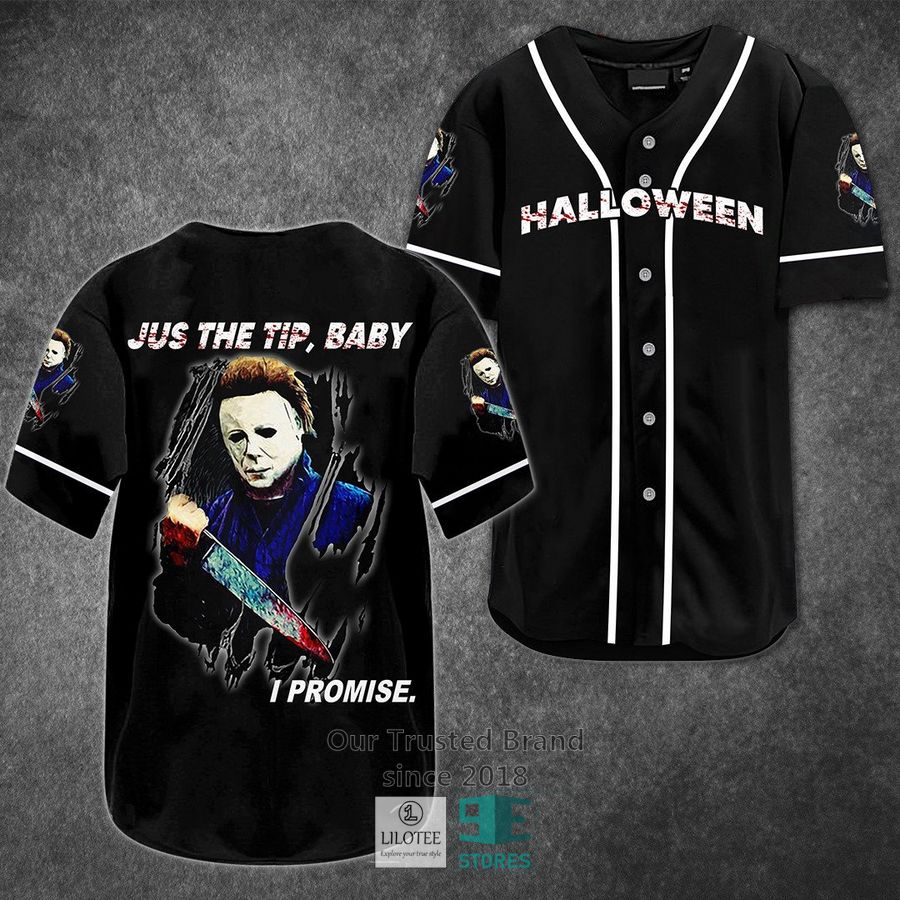 Michael Myers Jus the tip baby Horror Movie Baseball Jersey 3