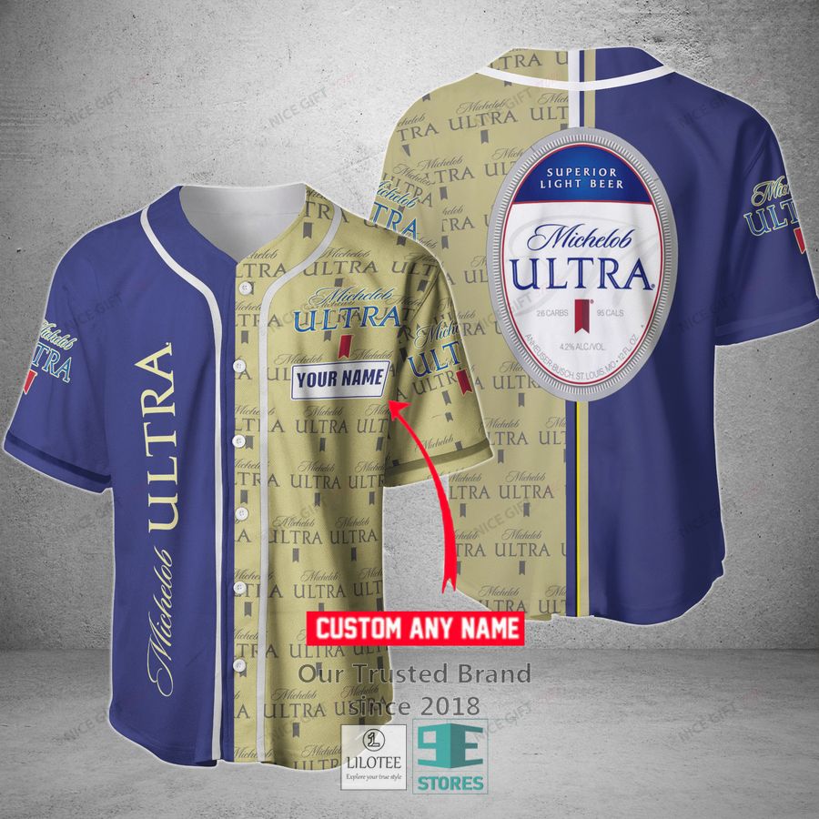 Michelob Ultra Your Name Blue Baseball Jersey 3