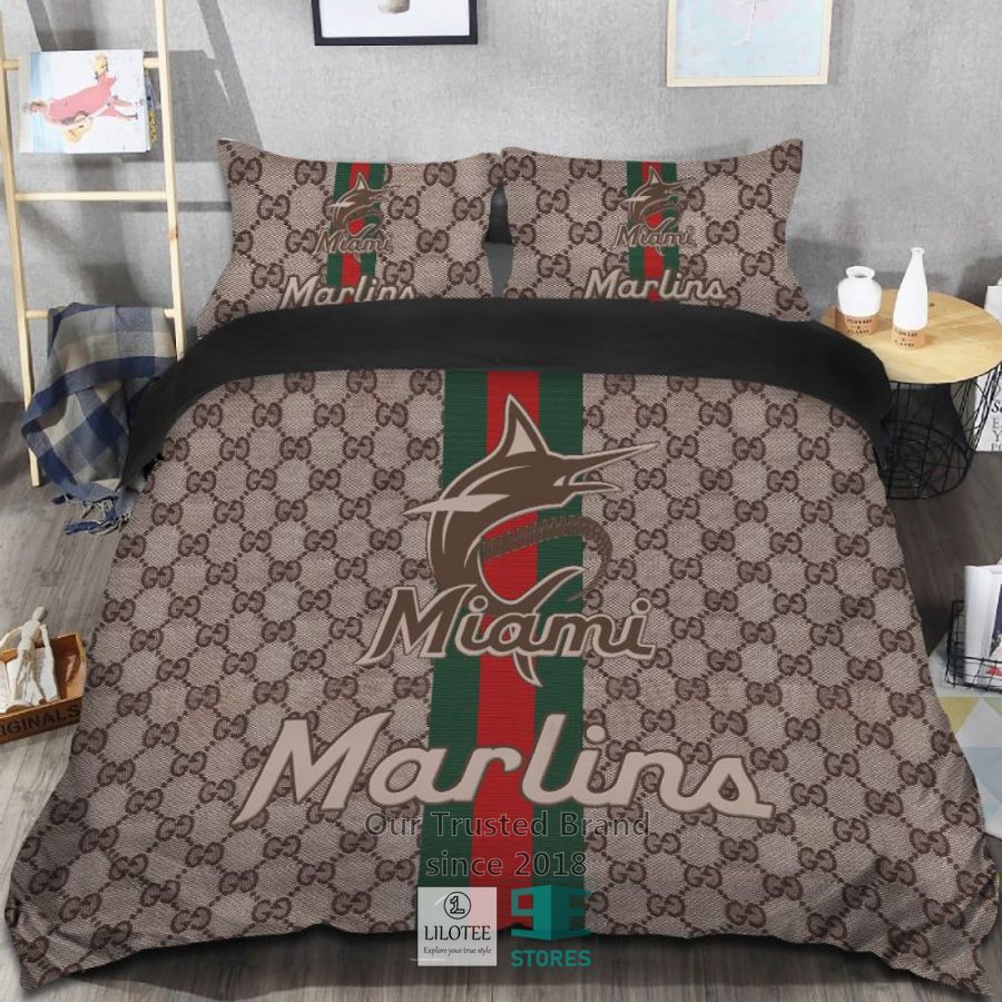 MLB Miami Marlins Gucci Bedding Set 7