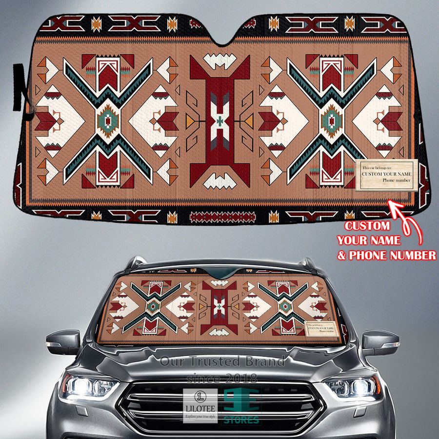 Native American brown Custom Name Car Sun Shades 3
