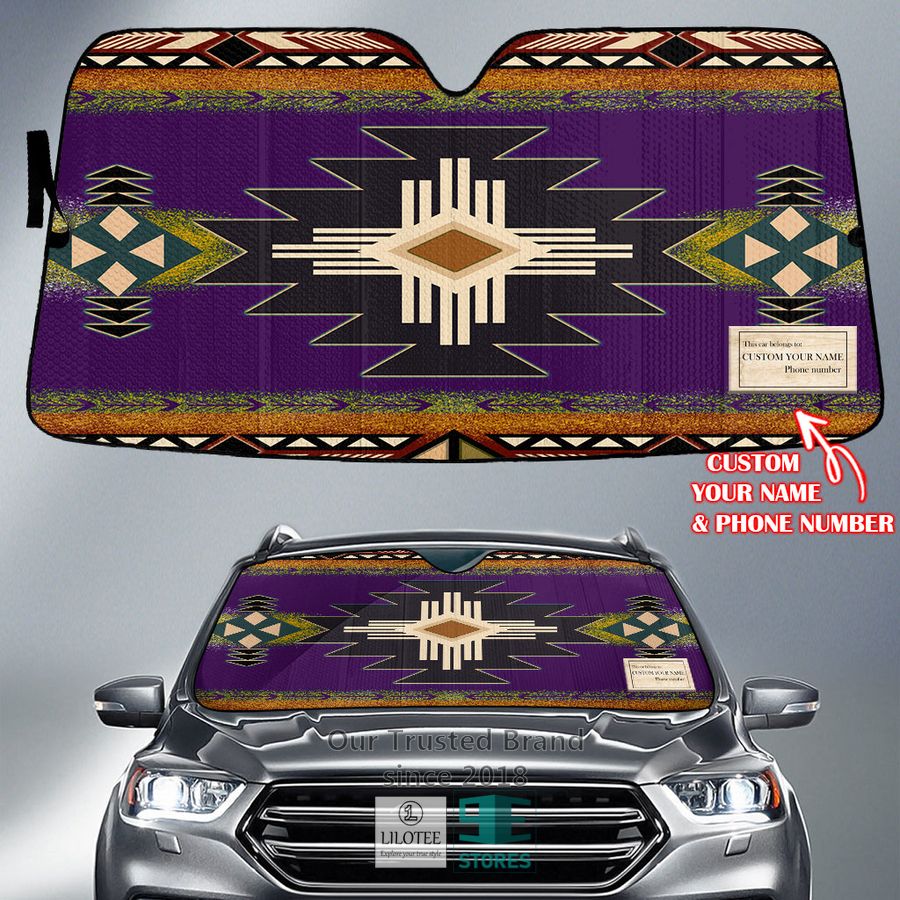 Native American purple Custom Name Car Sun Shades 1