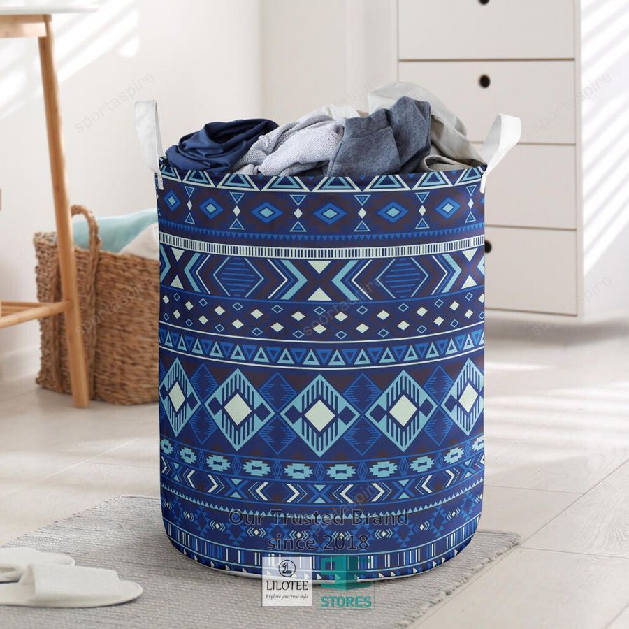 Navy Pattern Native Laundry Basket