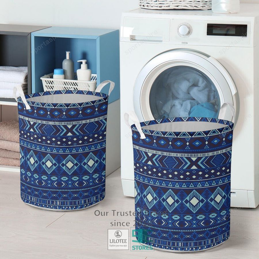 Navy Pattern Native Laundry Basket 4