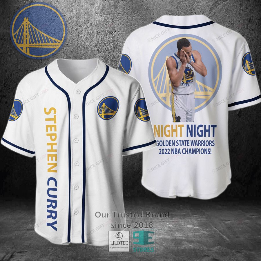 NBA Golden State Warriors 2022 Champions Stephen Curry Night Night Baseball Jersey 3