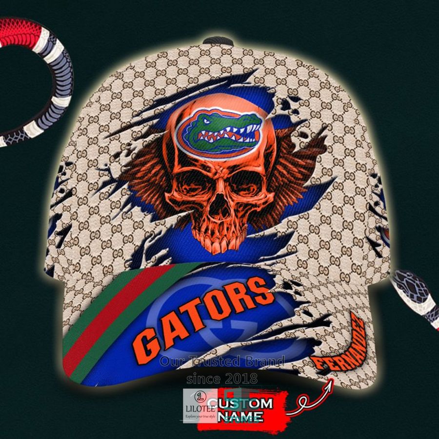 NCAA Florida Gators Skull Custom Name Gucci Cap 9