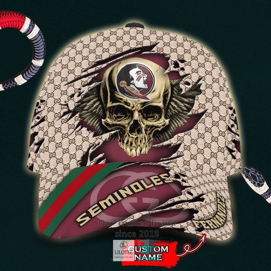 NCAA Florida State Seminoles Skull Custom Name Gucci Cap 8