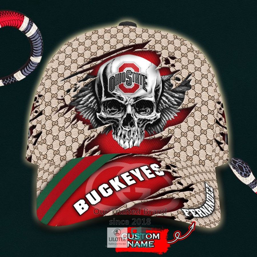NCAA Ohio State Buckeyes Skull Custom Name Gucci Cap 8
