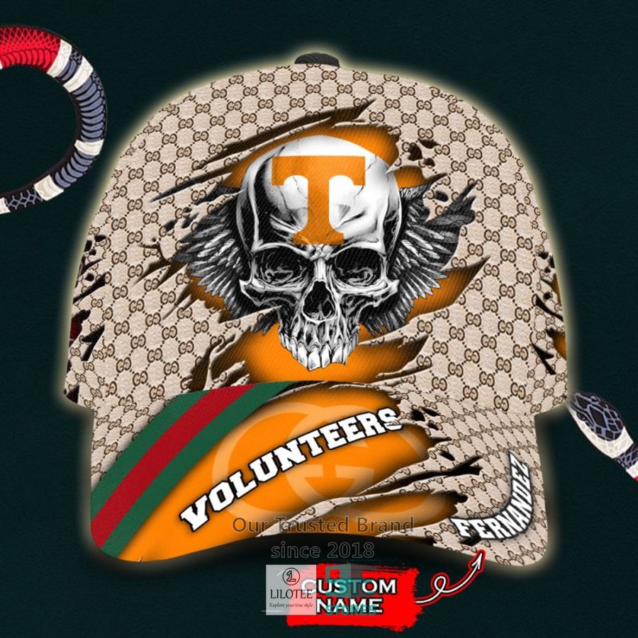 NCAA Tennessee Volunteers Skull Custom Name Gucci Cap 8