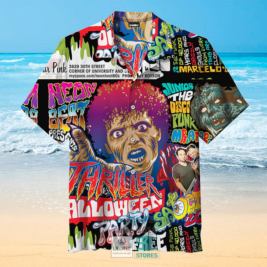 Neon Beat Thriller Halloween Casual Hawaiian Shirt 4