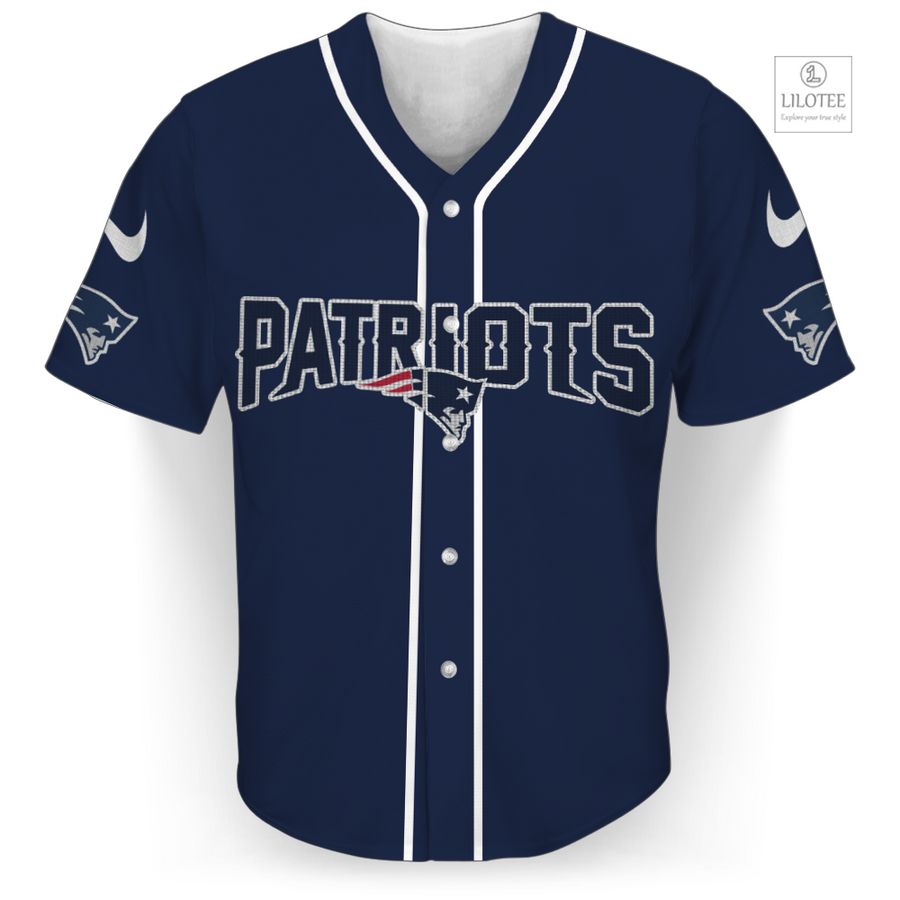 New England Patriots Navy Baseball Jersey 3