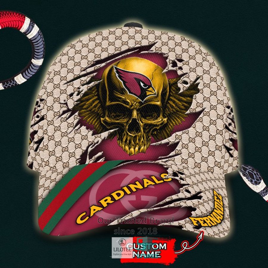 NFL Arizona Cardinals Skull Custom Name Gucci Cap 7
