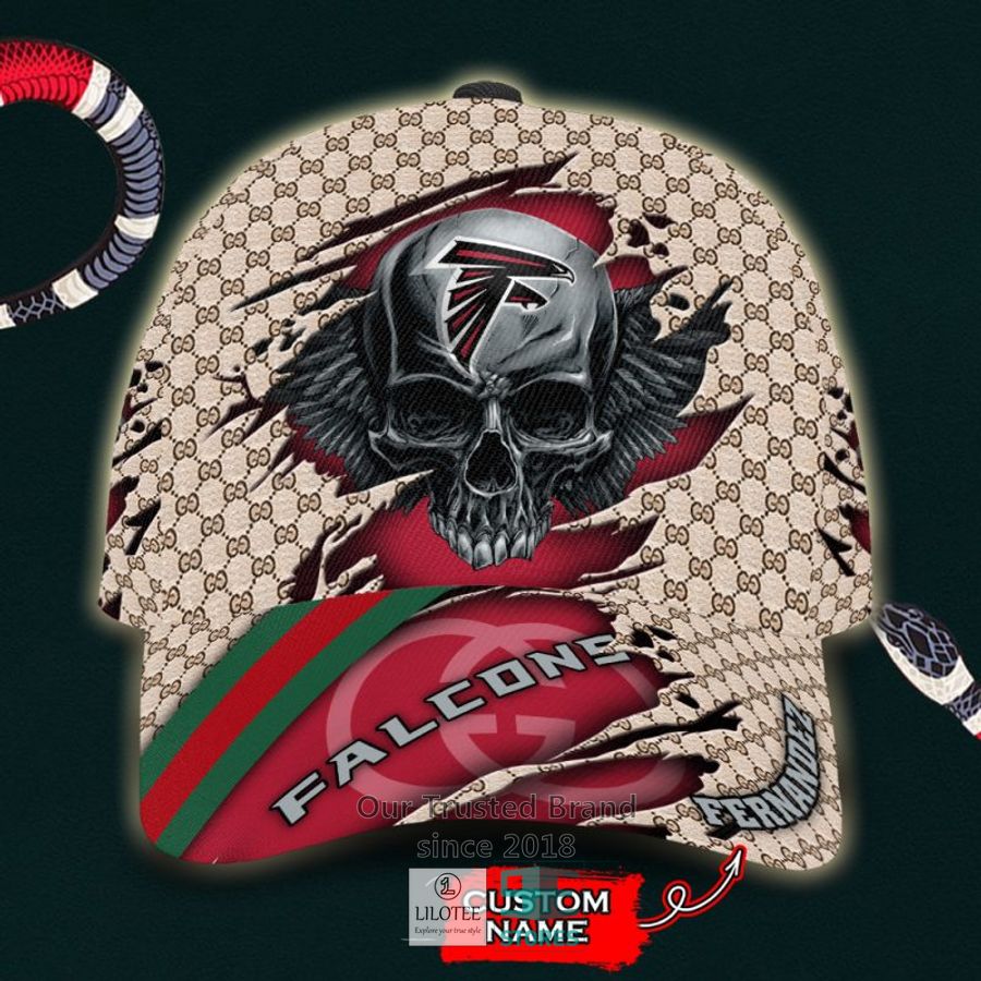 NFL Atlanta Falcons Skull Custom Name Gucci Cap 8