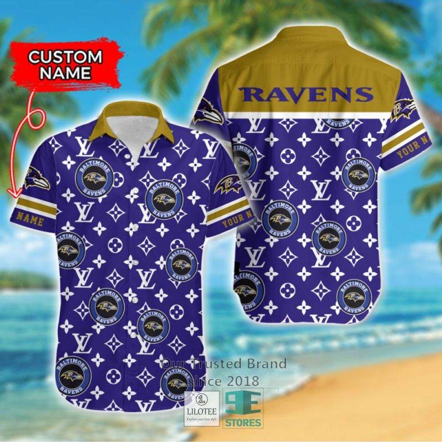 NFL Baltimore Ravens Louis Vuitton Custom Name Hawaiian Shirt 6
