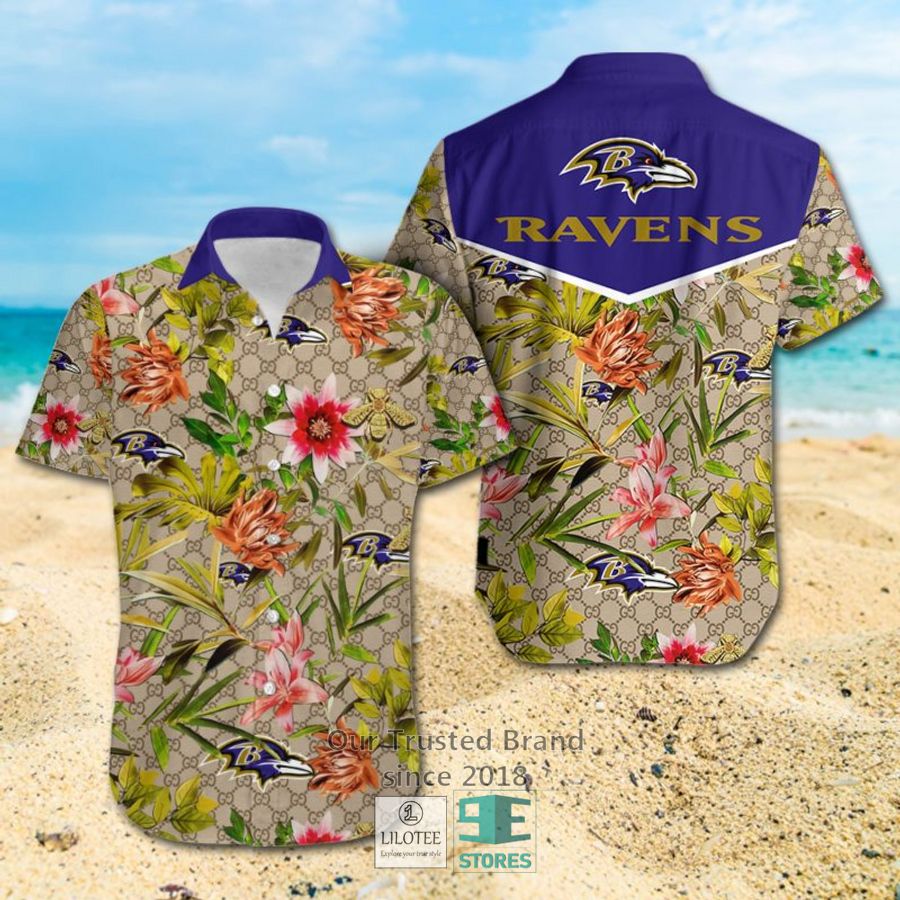 NFL Baltimore Ravens Louis Vuitton LV Hawaiian shirt, Short 6
