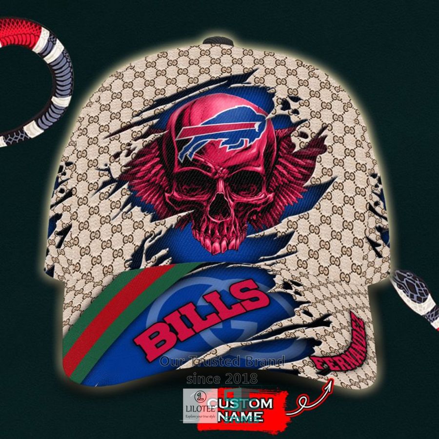 NFL Buffalo Bills Skull Custom Name Gucci Cap 8