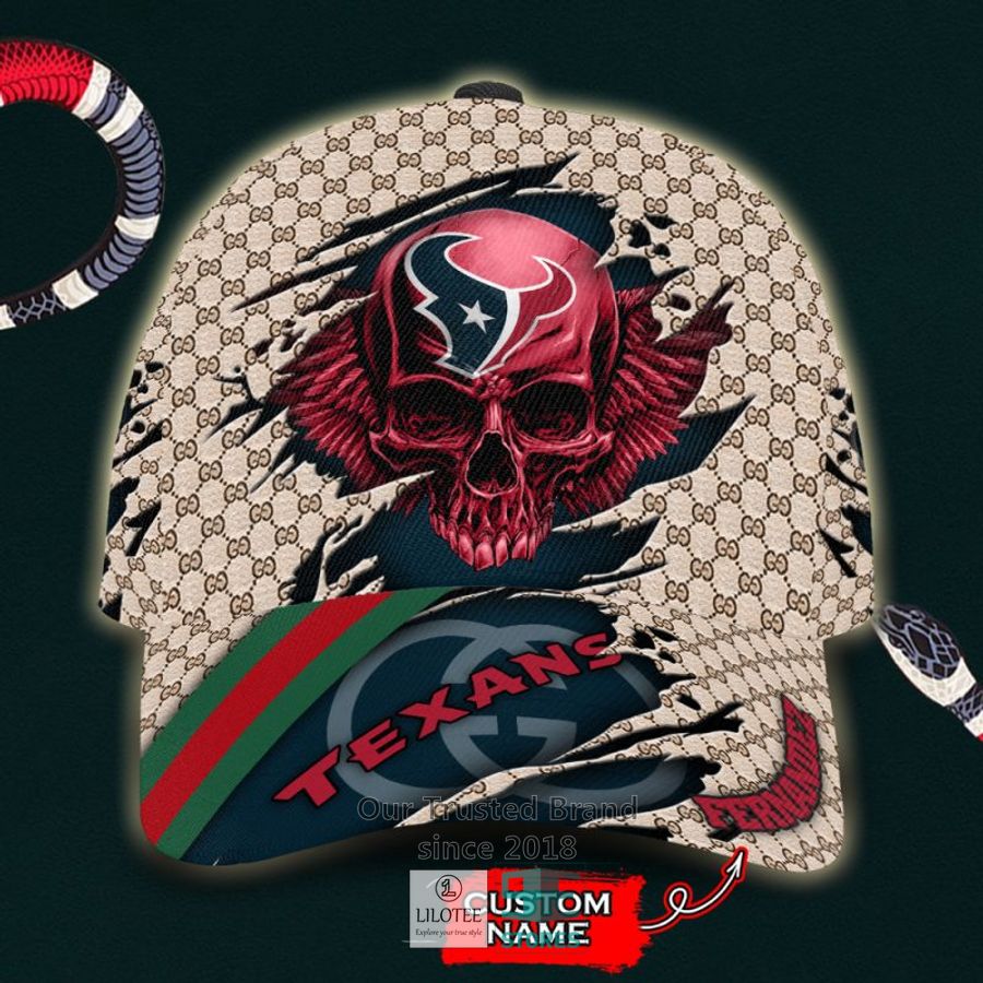 NFL Houston Texans Skull Custom Name Gucci Cap 8
