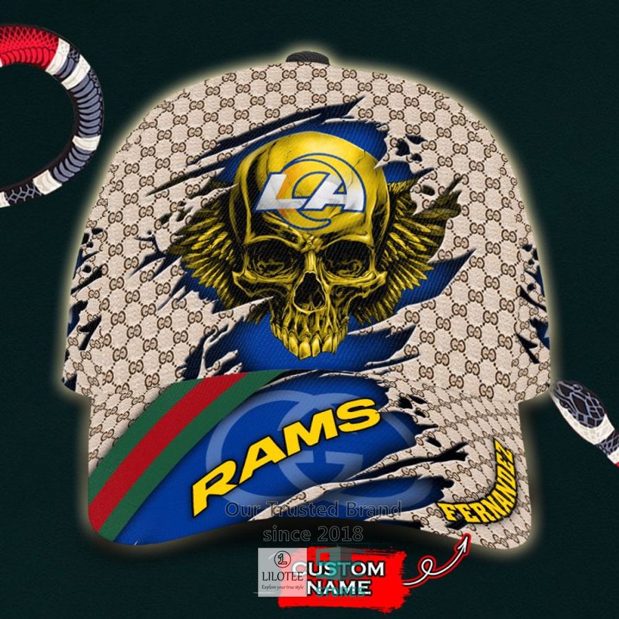 NFL Los Angeles Rams Skull Custom Name Gucci Cap 8